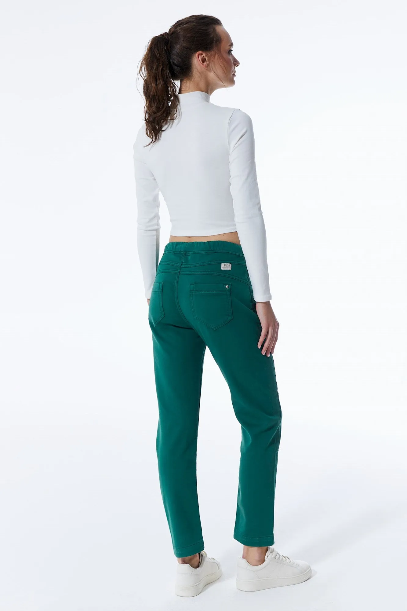 Ella Mid Waist Jogger 5 Pocket Ankle Pants Green
