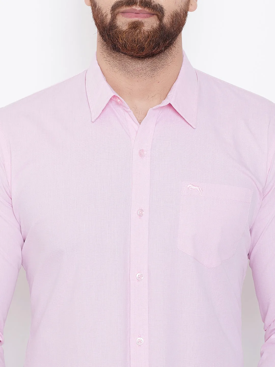 JUMP USA Men Pink Solid Slim Fit Casual Shirts