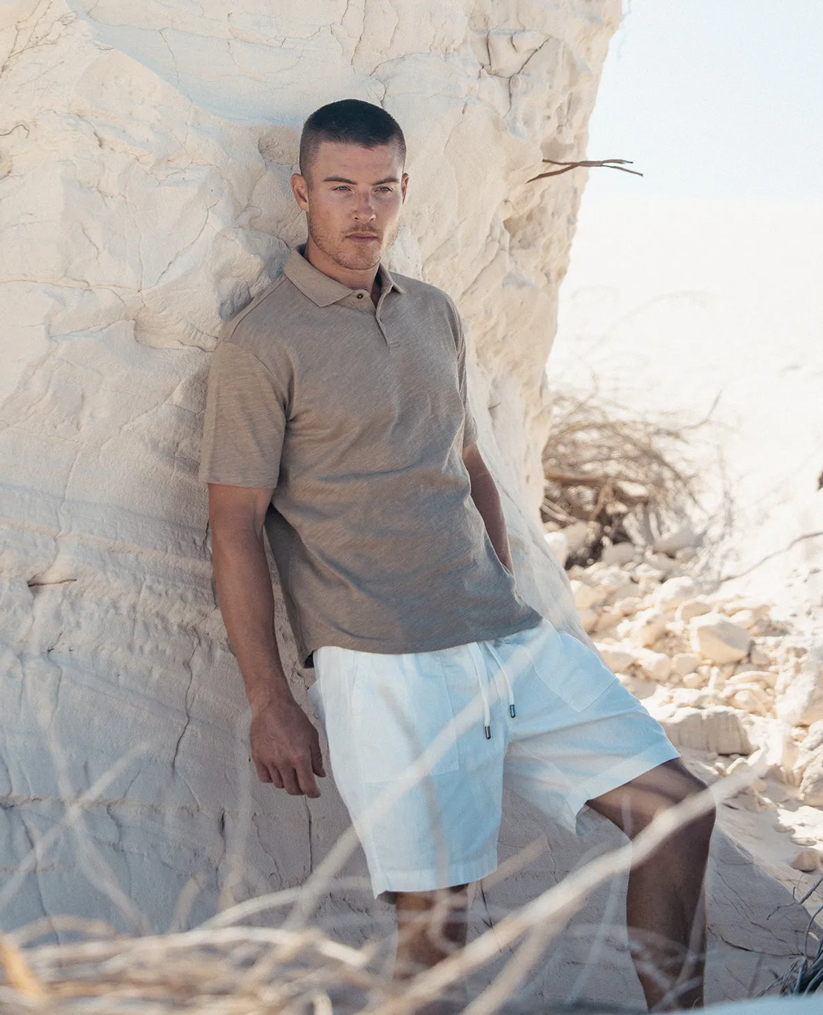 R51 Short - Cotton and Linen Drawstring Short - Bone