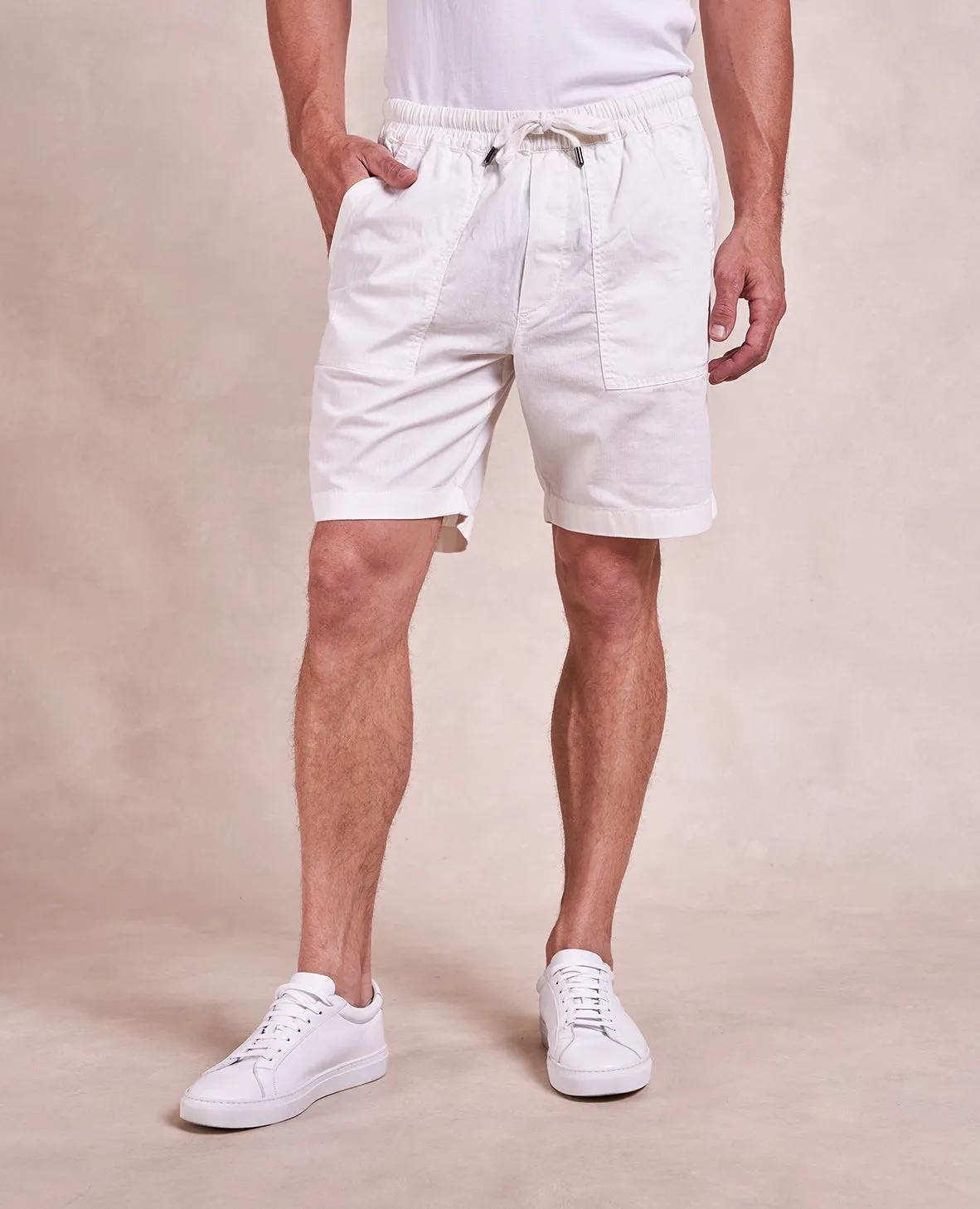 R51 Short - Cotton and Linen Drawstring Short - Bone