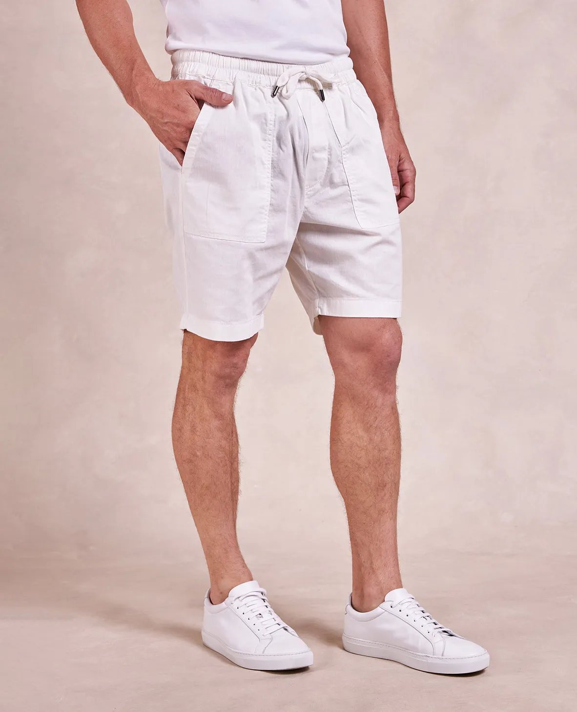 R51 Short - Cotton and Linen Drawstring Short - Bone