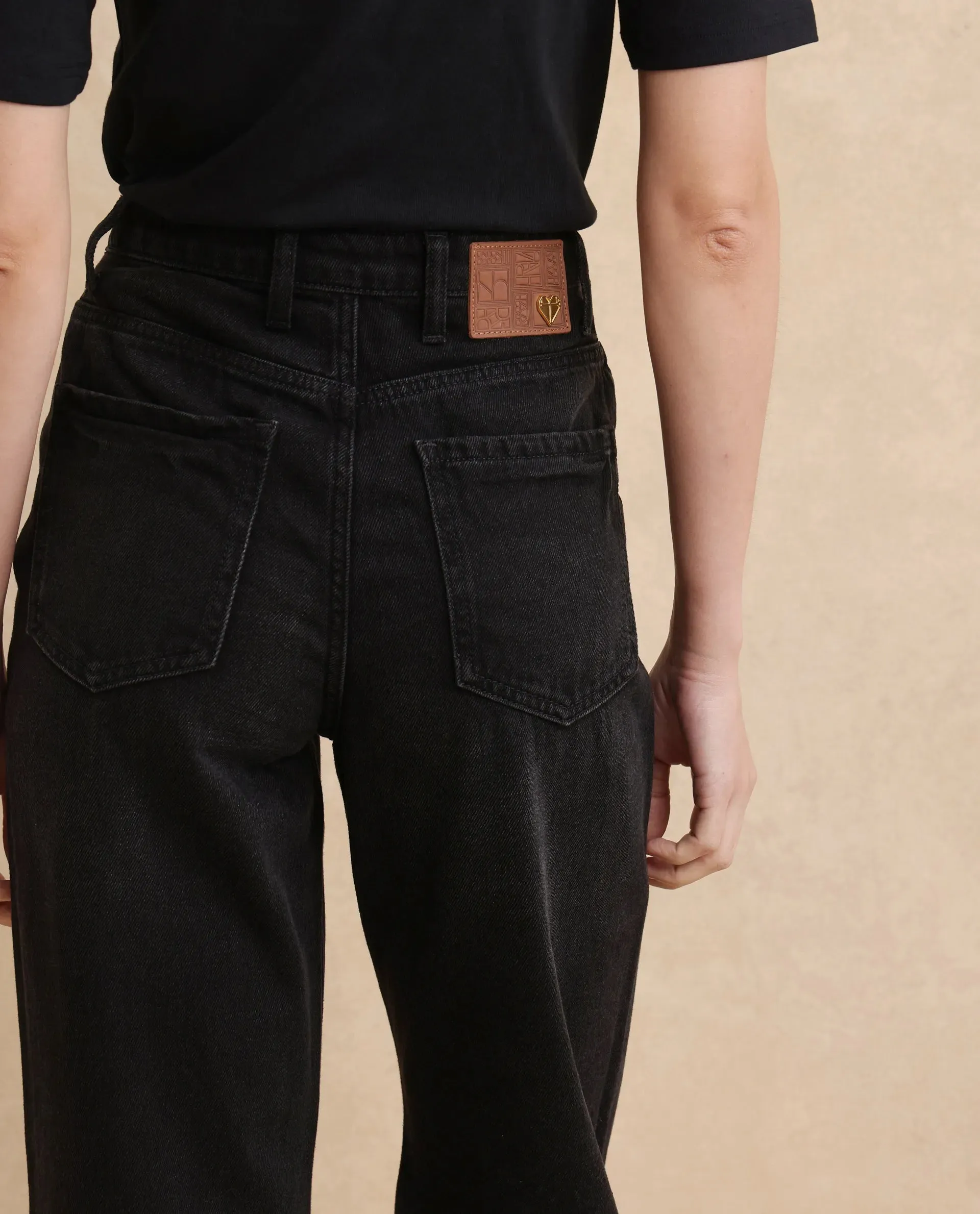 Rareism Women Beuro Black Cotton Fabric Plain Jeans