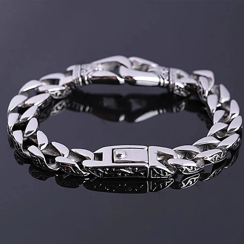 Zodiac Double Headed Snake Bracelet Men Stainless Steel Ring Buckle Bracelet Punk Motorcycle Party Jewelry Accessories